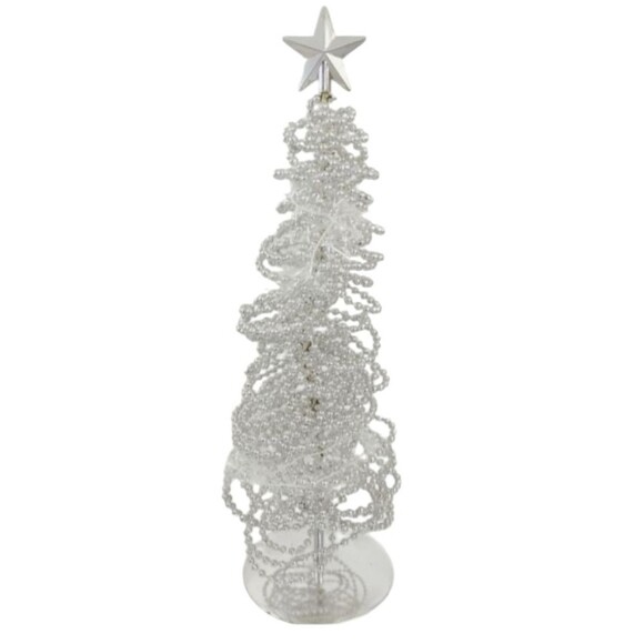 Christmas Tree Beaded Bendable Silver - Picture 1 of 15